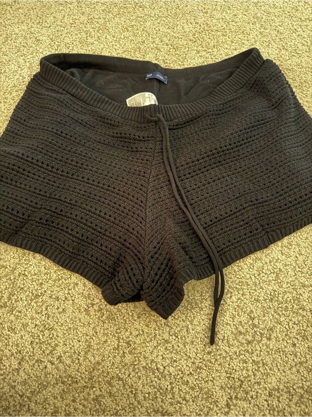 Old Navy Black Crochet Knit Drawstring Women's Shorts